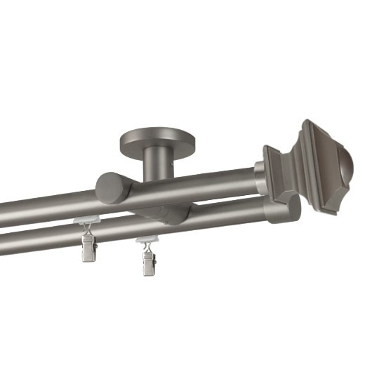 Galerie dubla Verdi , teava profil,suport tavan, grosime 19mm,crom mat , 360 cm