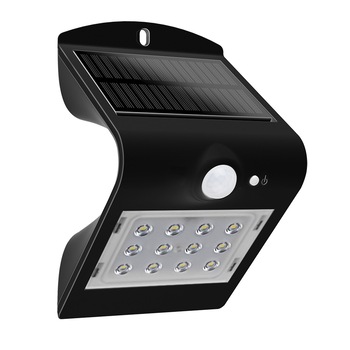 Aplica de exterior-lumina LED, de culoare neagra , cu panou solar, si senzor de miscare,putere-1,5W Plus, 220 lm Aplica de exterior-lumina LED, de culoare neagra , cu panou solar, si senzor de miscare,putere-1,5W Plus, 220 lm