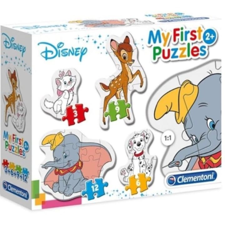 Clementoni 4 az 1-ben Bébi sziluett puzzle (3,6,9,12 db-os) - Disney állatok (20806)