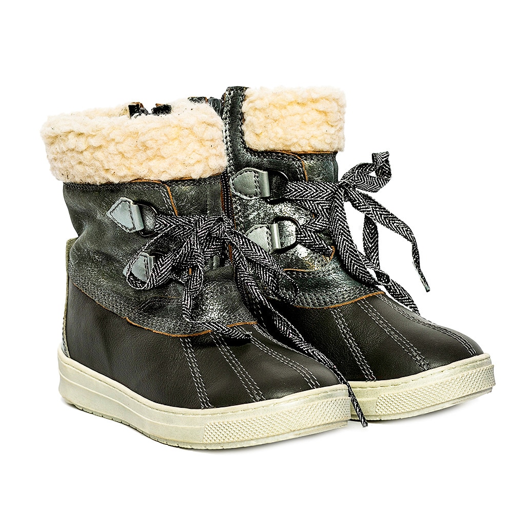 Ghete din piele imblanite Ola, Gri