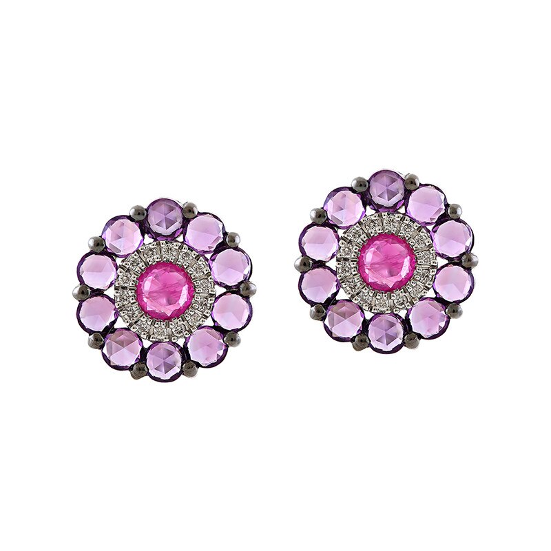 Cercei Deruvo Aur 18k Diamante, Ametiste, Rubine E24597RLRRAMWN-W