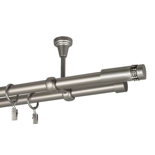 Galerie dubla Xantos,suport tavan, grosime 19mm,crom mat , 140 cm