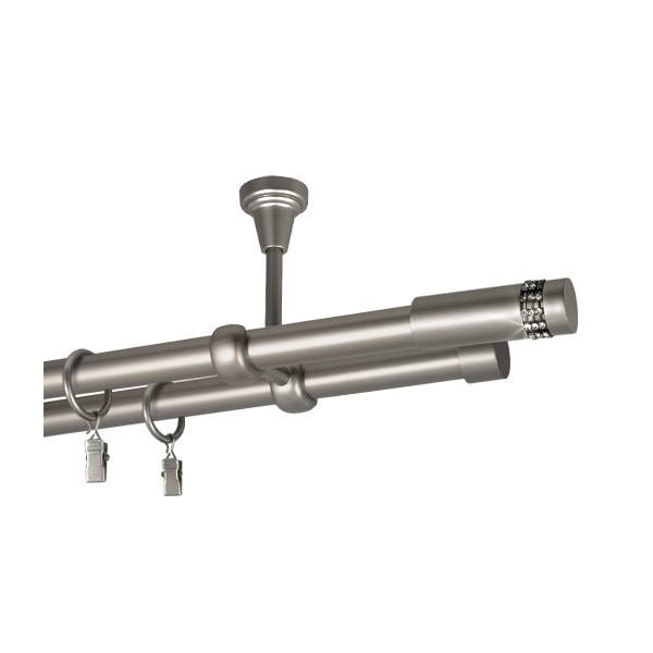 Galerie dubla Xantos,suport tavan, grosime 19mm,crom mat , 180 cm