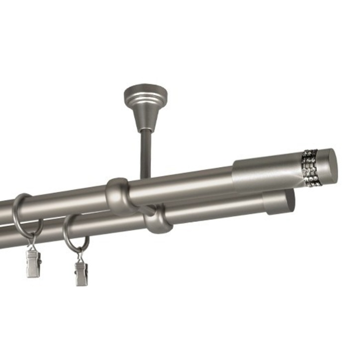 Galerie dubla Xantos,suport tavan, grosime 19mm,crom mat , 240 cm