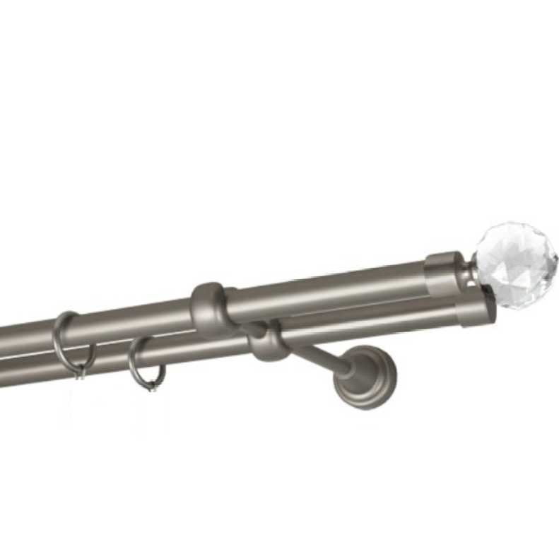 Galerie dubla Kula Crystal, grosime 25/19mm, crom mat, 360 cm