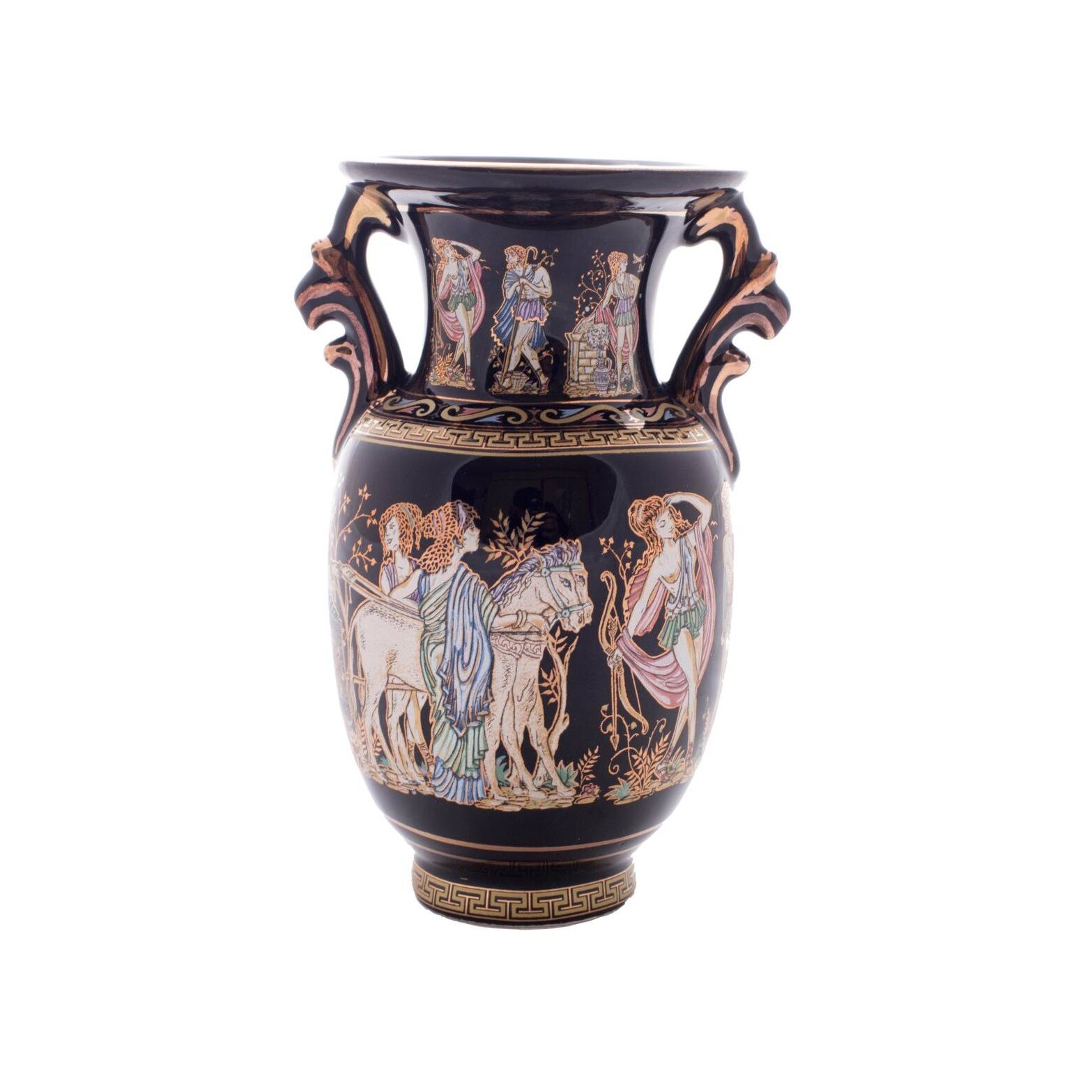 Vaza din ceramica decorata cu foita de aur 24K, 10 cm