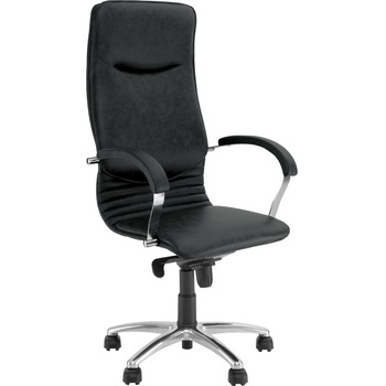 Scaun directorial NOVA STEEL CHROME, Negru piele ecologica Scaun directorial NOVA STEEL CHROME, Negru piele ecologica