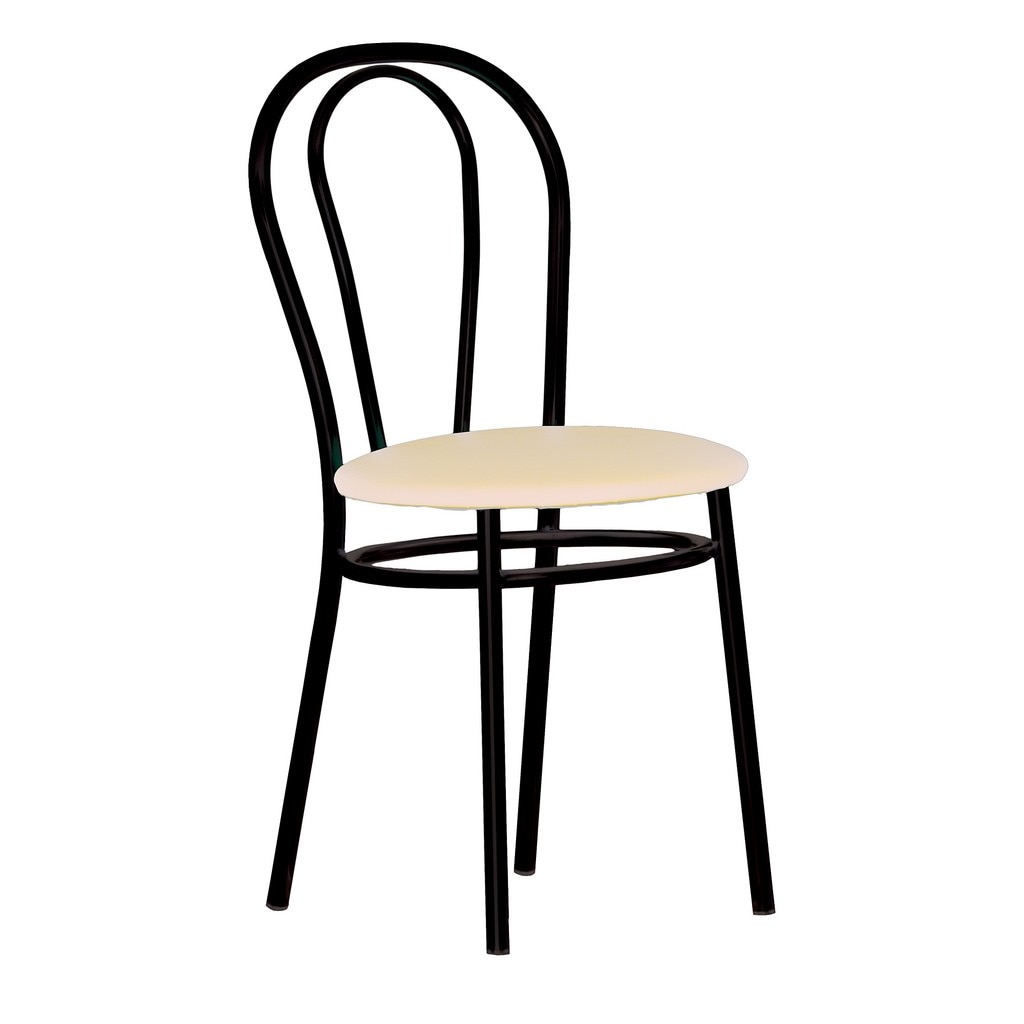 Scaun bucatarie TULIPAN Black, Crem piele ecologica