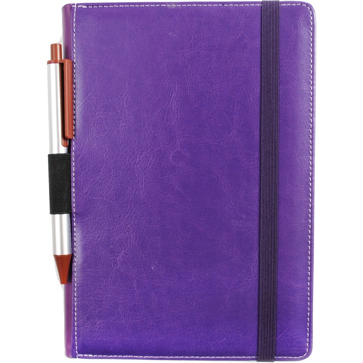 Agenda inchidere cu elastic, nedatata, A5, DIAMOND LINE, Violet