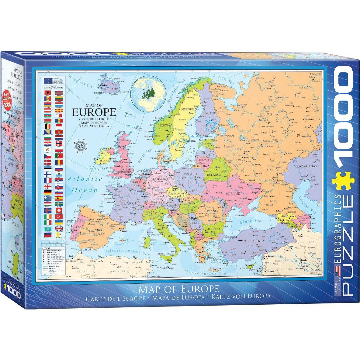 Puzzle Eurographics - Map of Europe, 1.000 piese (53374)