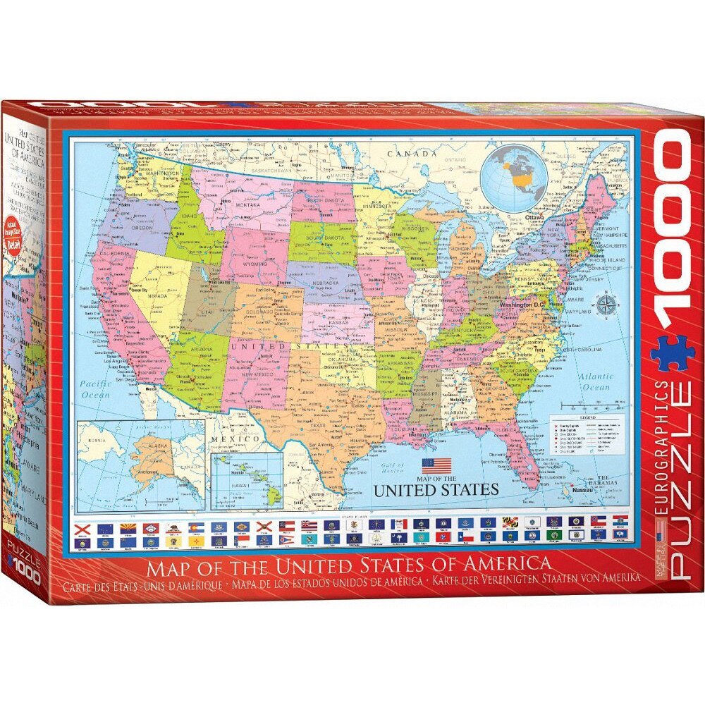 Puzzle Eurographics - Map of the US, 1.000 piese (56019)