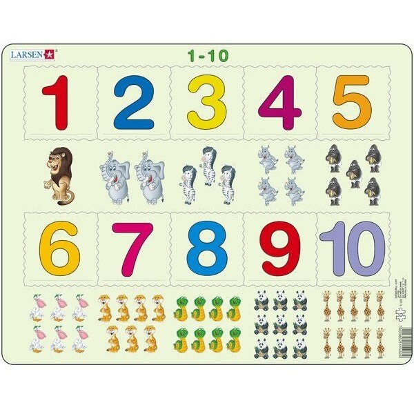 Puzzle Cifre 1-10, 10 Piese Larsen LRAR3
