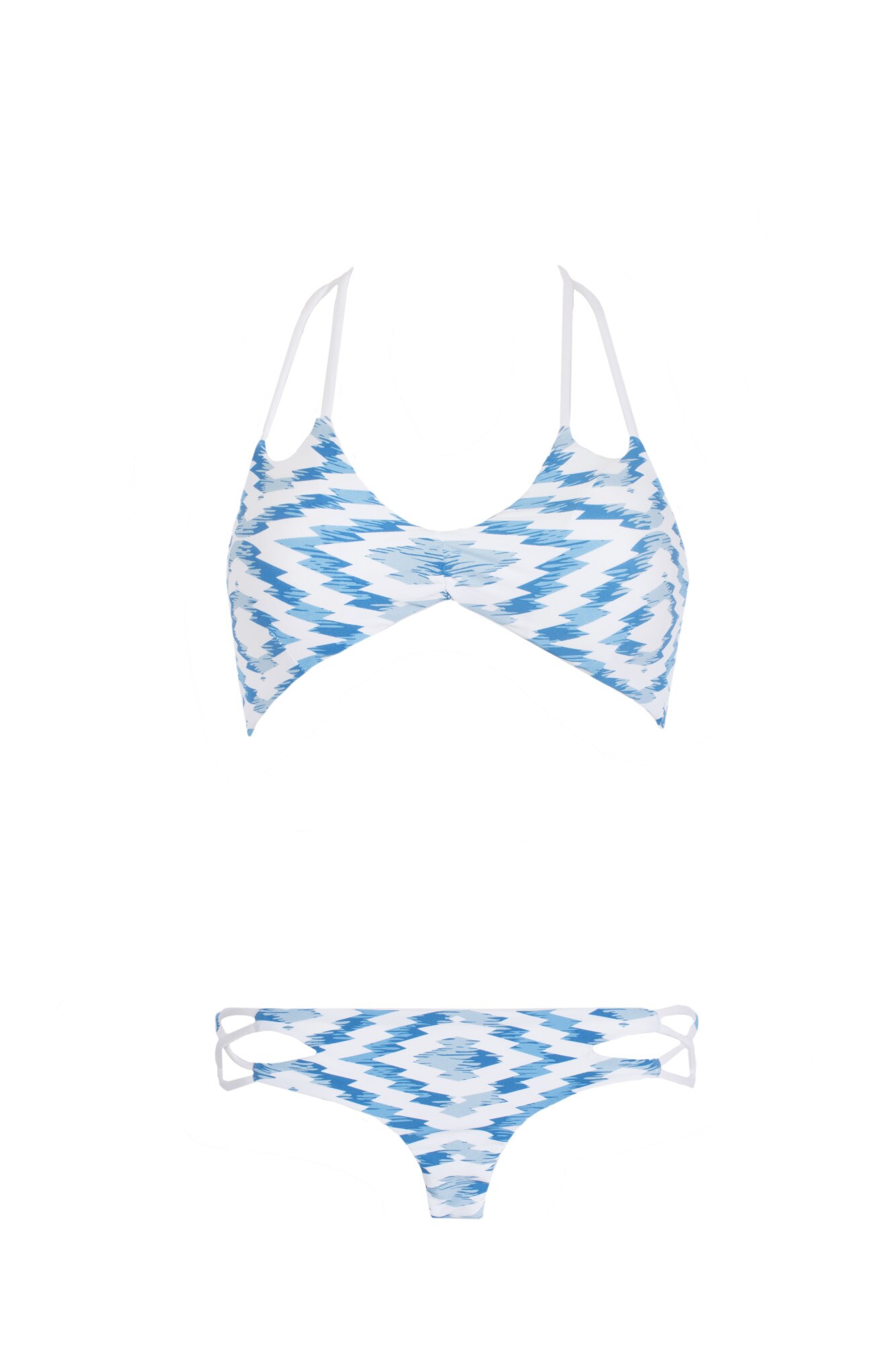 Costum baie dama set, KHONGBOONSWIMWEAR, Pisa, Alb/ Albastru