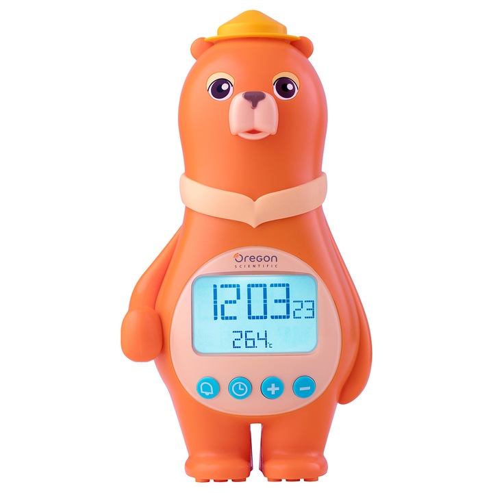 Ceas pentru copii Oregon Scientific Big Bear BC100, portocaliu. cu afisaj temperatura si alarma