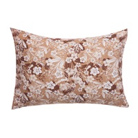 Fata de perna decorativa, BonDia, Model Nola 101, 50 cm x 70 cm, Maro/Alb, Flori