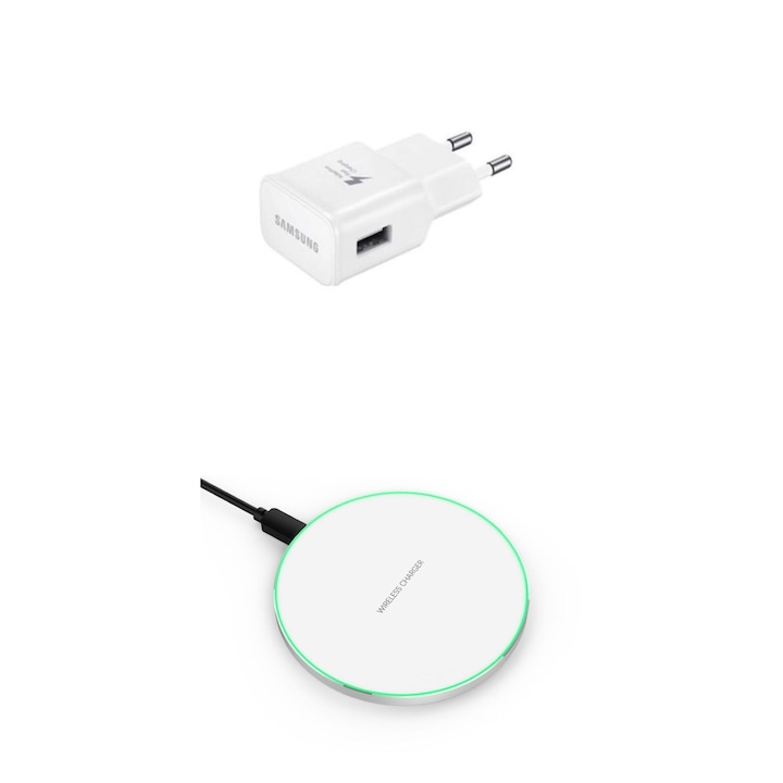 Incarcator wireless fast charge EFOX, Aluminum Ultra Slim 10W, WHITE , +Incarcator FAST Chargers 9V/1,67A or 5V/2A