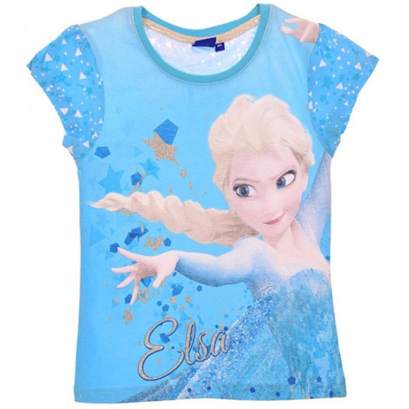Tricou maneca scurta Frozen, cu stele, Albastru