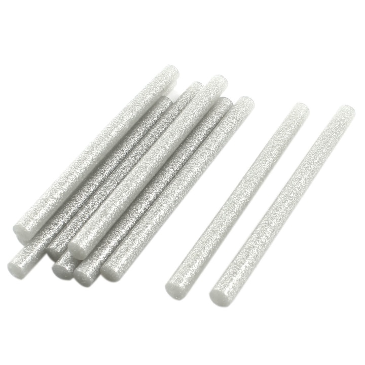 Set 10 batoane silicon argintiu cu sclipici diametru 11mm lungime 20cm