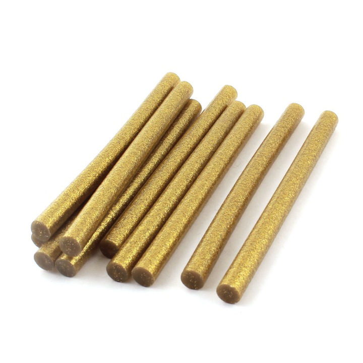 Set 10 batoane silicon auriu cu sclipici diametru 7mm lungime 20cm