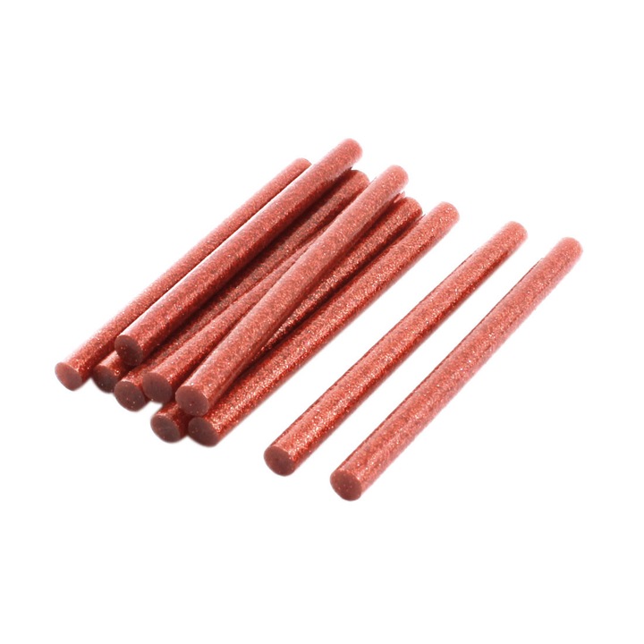 Set 10 batoane silicon rosu cu sclipici diametru 11mm lungime 20cm