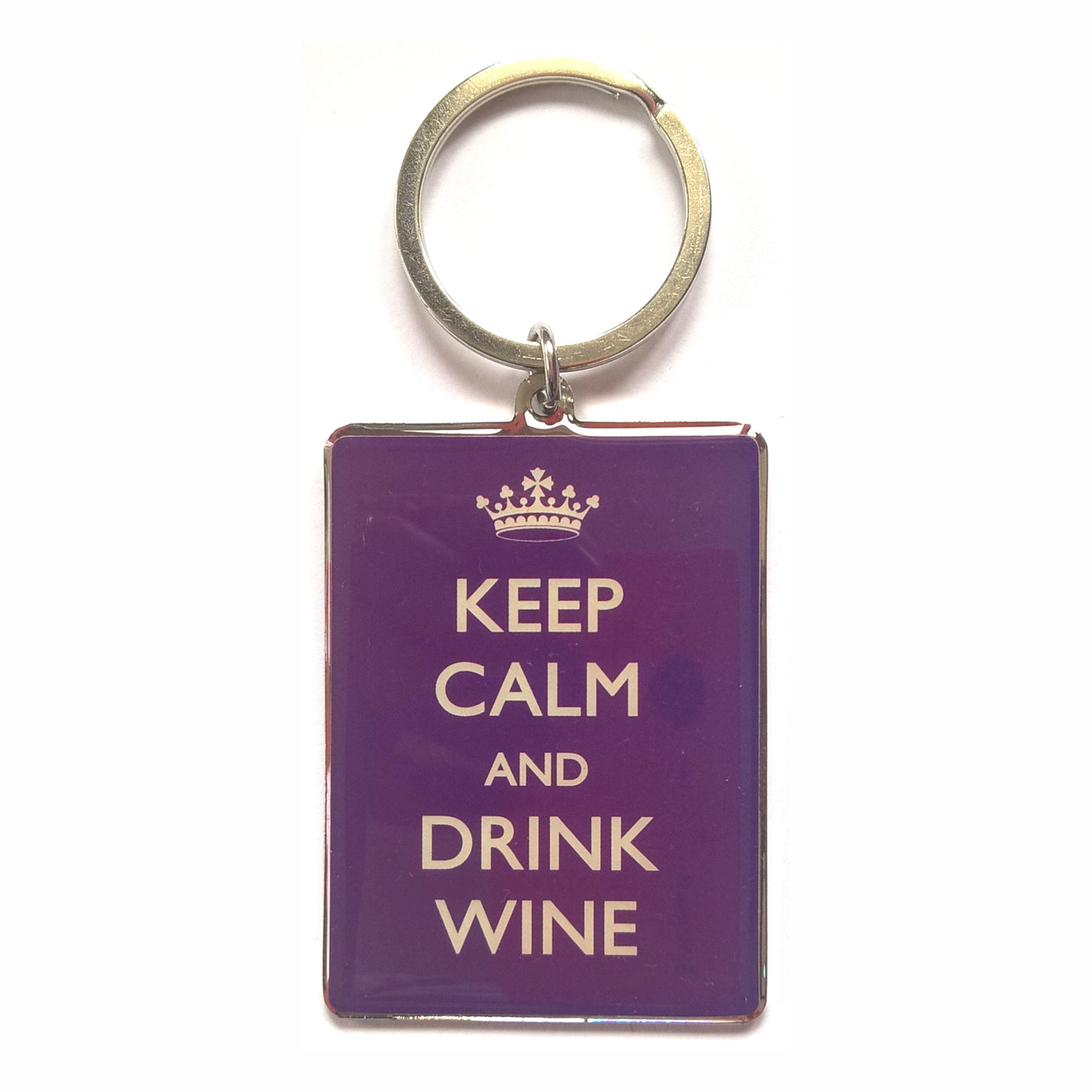 Breloc metalic - Keep calm and drink wine