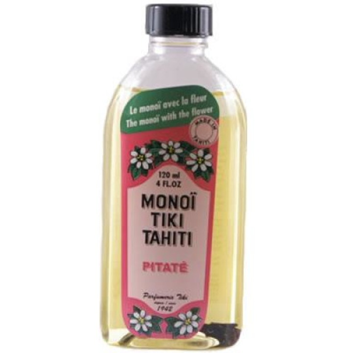 Ulei natural Monoi TIKI Tahiti Jasmine, un amestec din ulei de nuca de cocos pur, Tahitian Gardenia, aroma de iasomie, catifeleaza, hidrateaza 120 ml