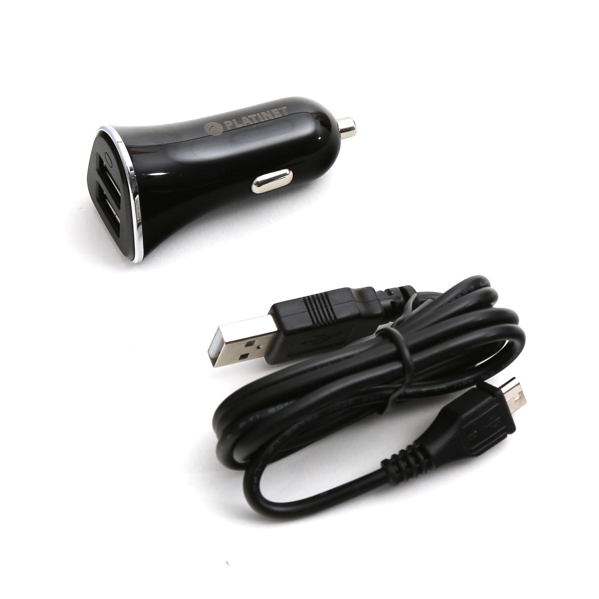 Incarcator Auto Platinet 3XUSB 5.2A + microUSB cable 1m negru