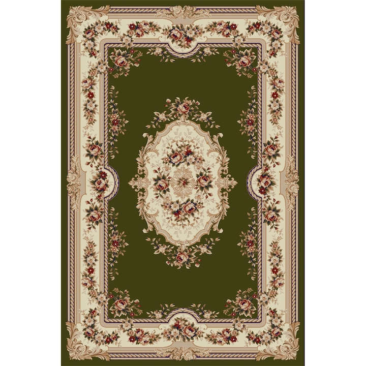 Klasszikus szőnyeg, Lotos 575, zöld, 60x110 cm, 1800 gr/m2