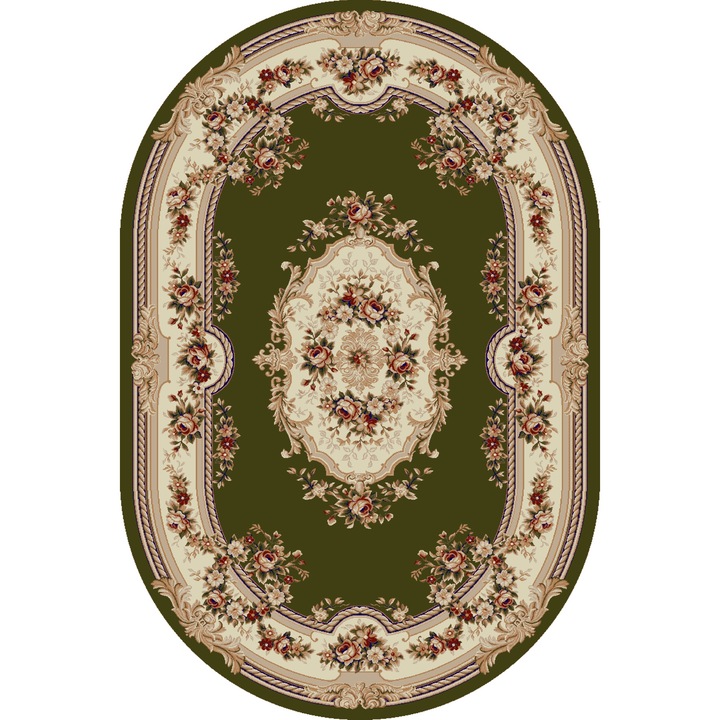 Delta Carpet Klasszikus szőnyeg, Lotos 575, 60x110 cm, zöld, ovális