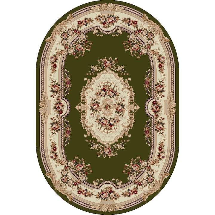 Delta Carpet Klasszikus szőnyeg, Lotos 575, 60x110 cm, zöld, ovális