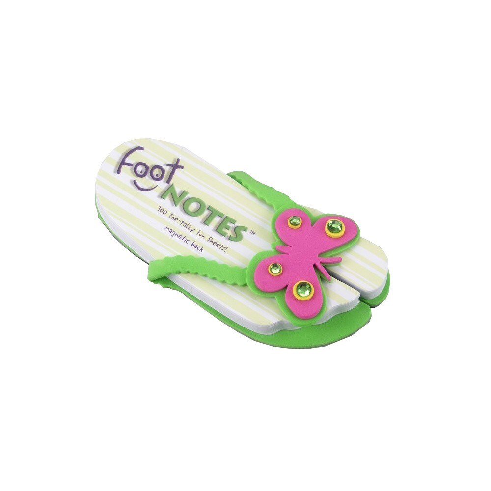 Carnetel in forma de papuc de plaja Fluturas verde