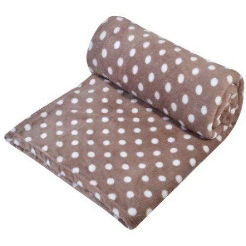 Patura fleece iMK®, imprimeu cu buline, maro