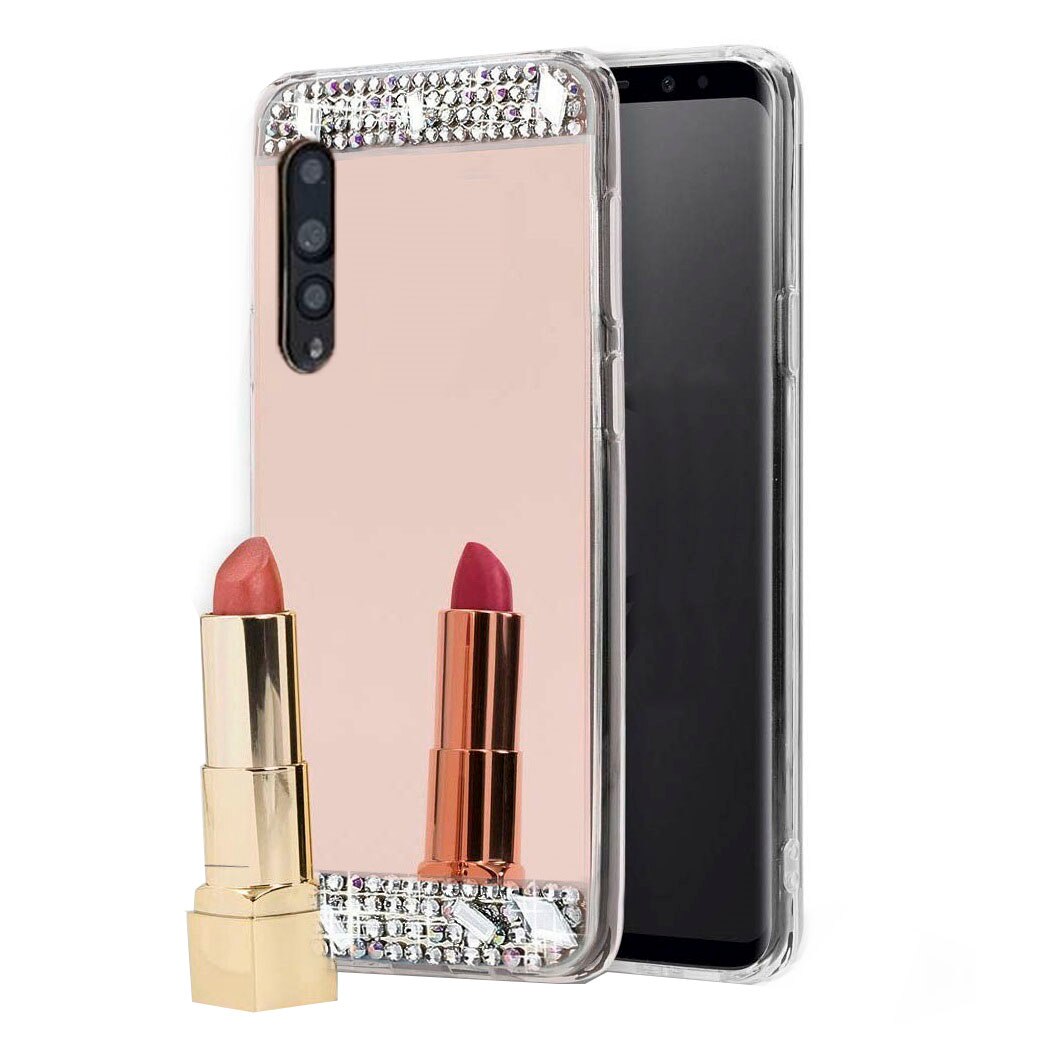 Husa pentru spate super slim oglinda mirror cu cristale pietre diamonds HUAWEI P20 PRO ROSE, ROZ