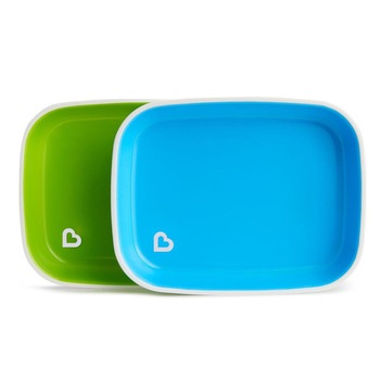 Set de 2 castroane antiderapante Munchkin Splash Plates, Verde/Albastru Set de 2 castroane antiderapante Munchkin Splash Plates, Verde/Albastru