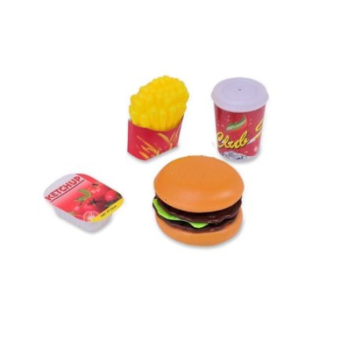 Set de joaca iMK®, set de alimente cu hamburger, cartofi prajiti, sos si bautura racoritoare