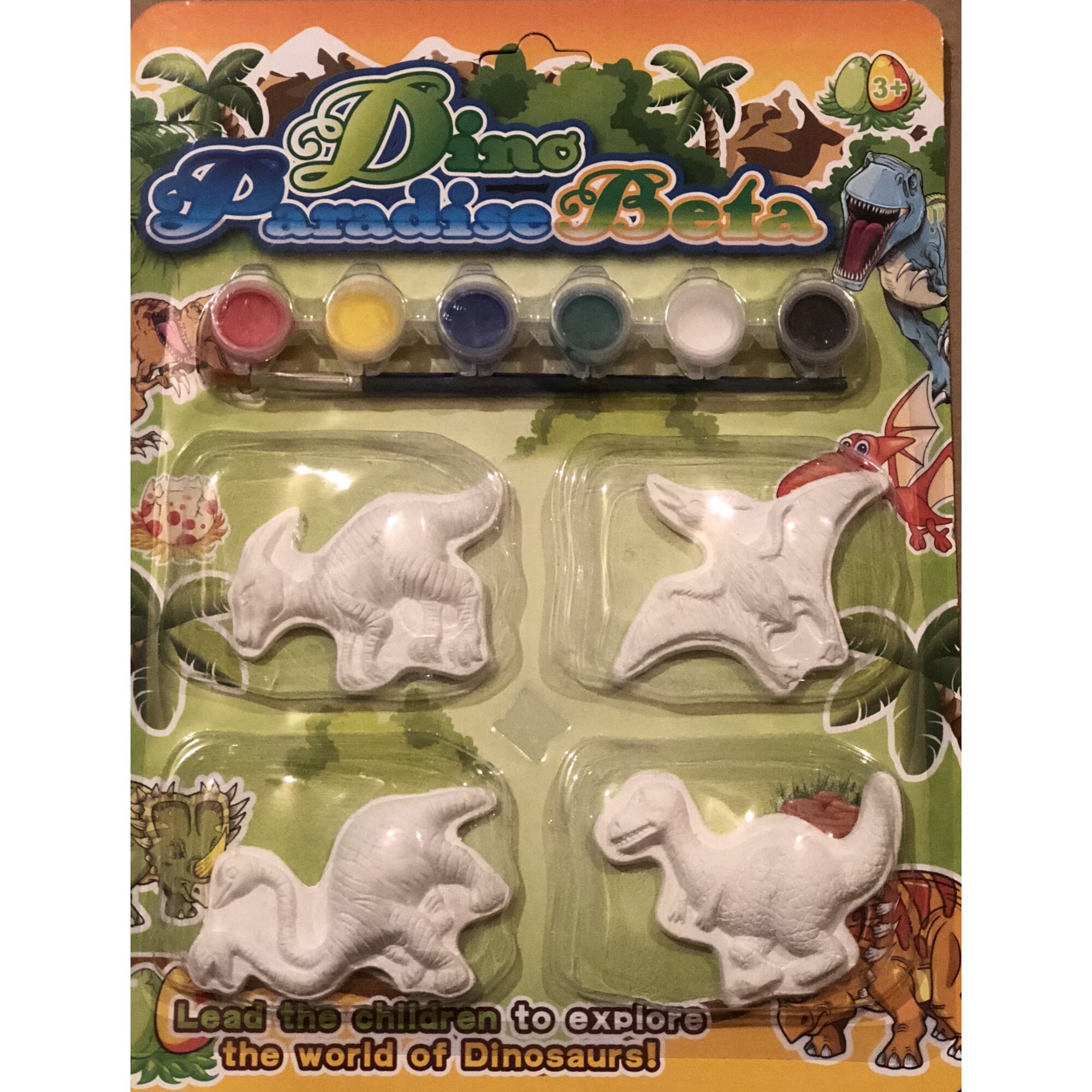 Minimodele dinozauri pentru pictat - cu pensula si 6 acuarele incluse