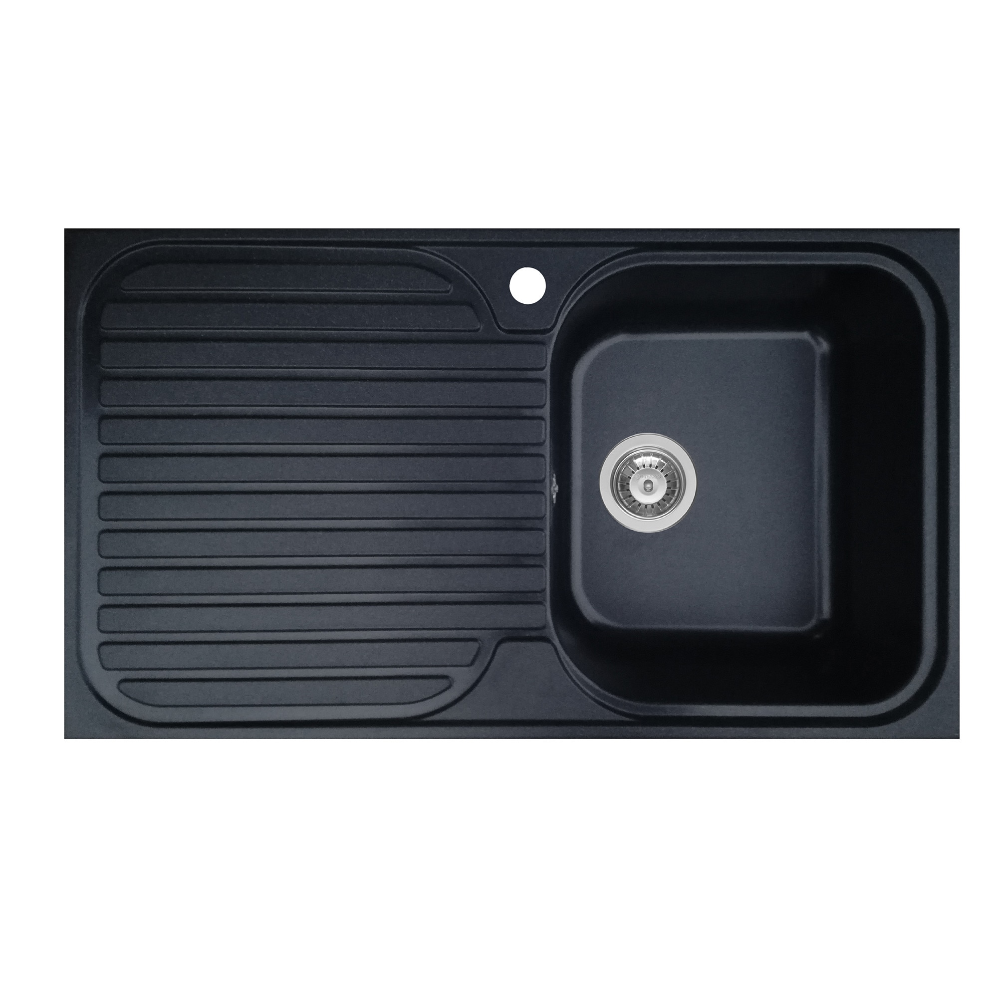 Chiuveta soft compozit Pyramis Stripe ARTITHEK, 860x500mm, adancime 200mm, orientare dreapta, montare pe blat, finisaj negru mat