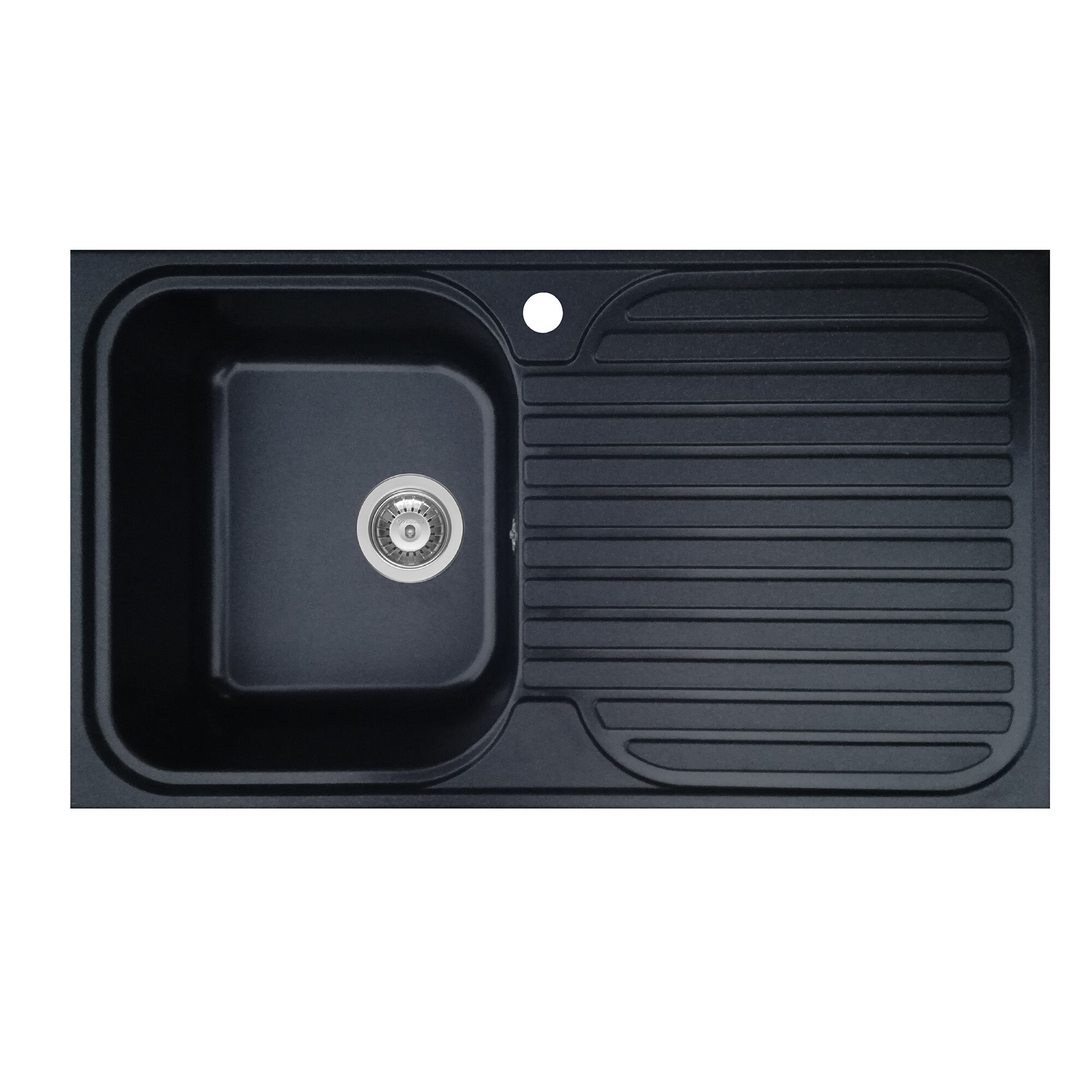 Chiuveta soft compozit Pyramis Stripe ARTITHEK, 860x500mm, adancime 200mm, orientare stanga, montare pe blat, finisaj negru mat