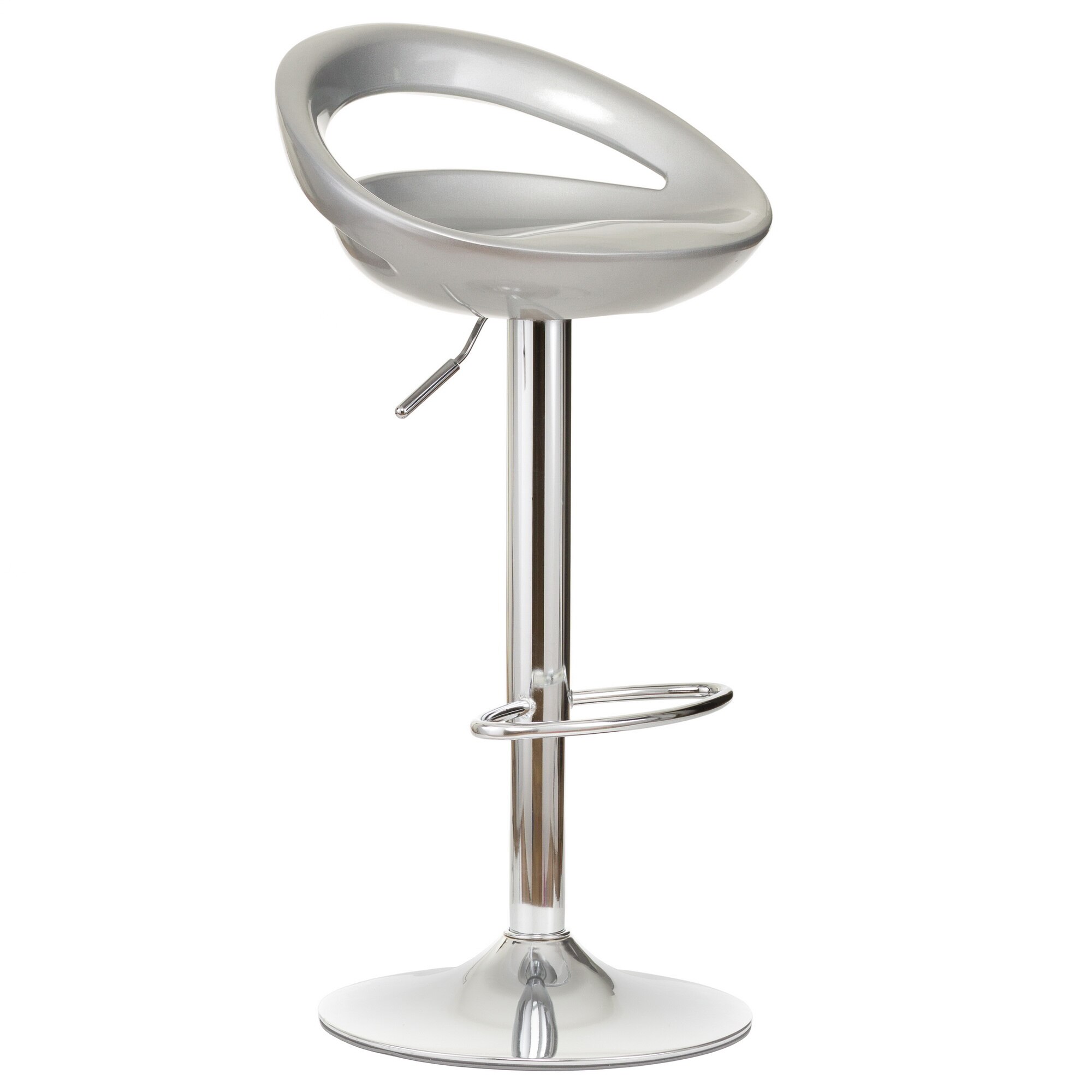 Scaun bar LUNGO Gri, cu spatar, baza rotunda cromata, rotativ 360