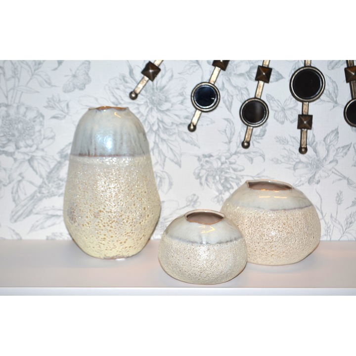 Vaza ceramica 10 cm culoarea fildes