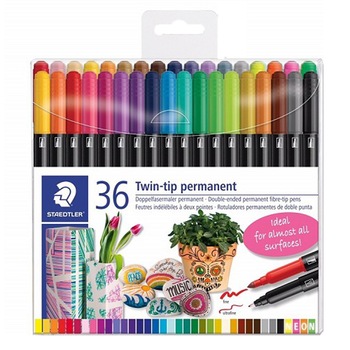 Marker permanent Staedtler 2 capete 36culori/set ST-3187-TB36 Marker permanent Staedtler 2 capete 36culori/set ST-3187-TB36