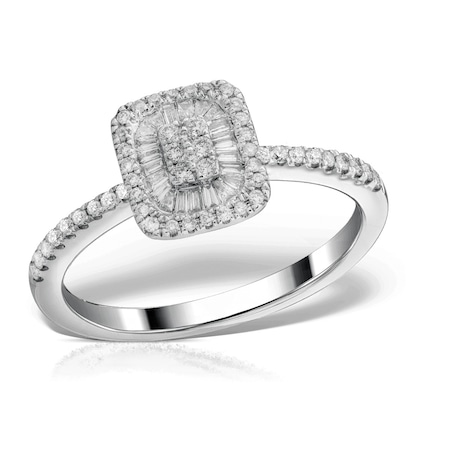 Settle Great Manage Inel logodna din aur alb 18K, diamante transparente de 0.3 carate, Teilor,  marime 50 - eMAG.ro