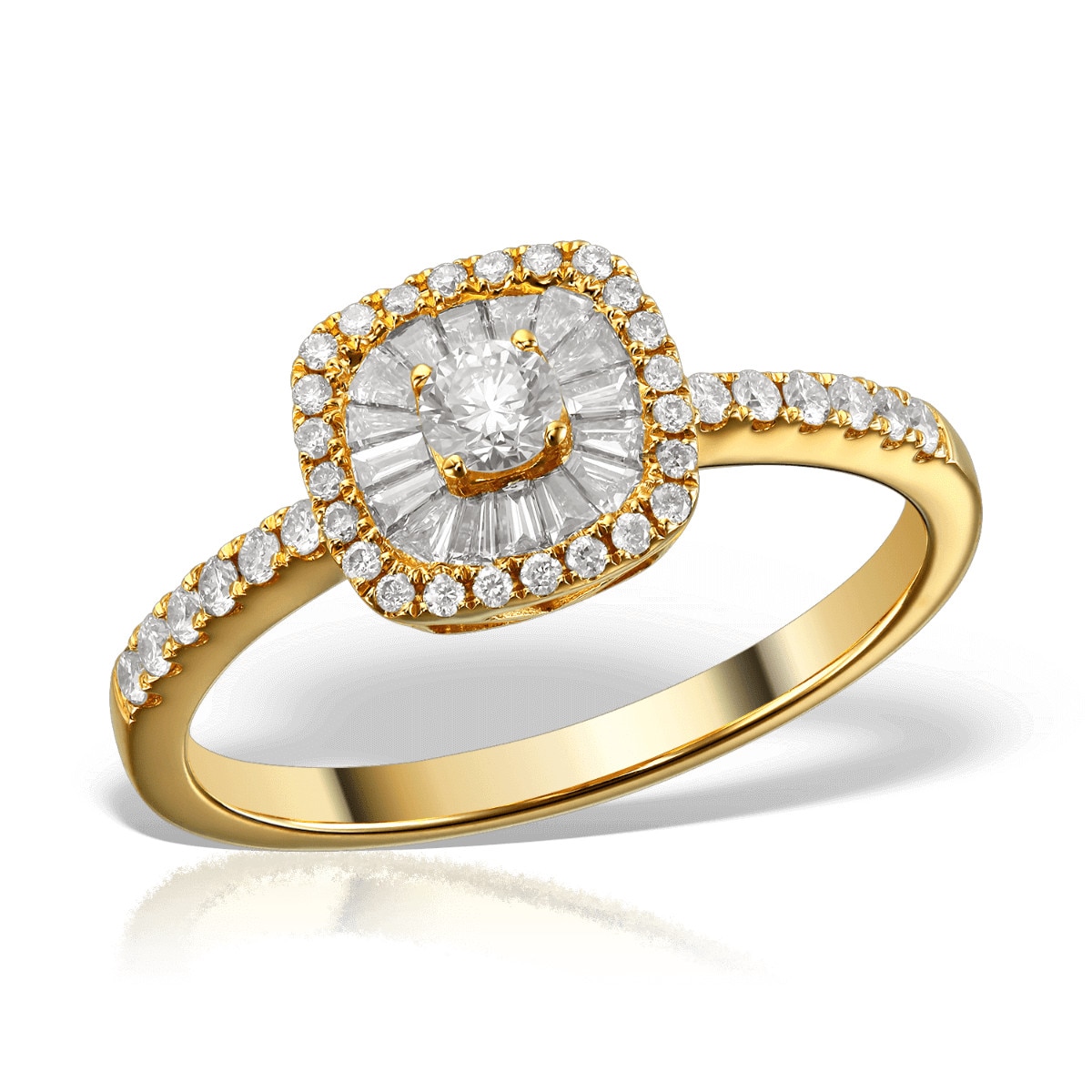 Inel logodna din aur galben 18K, diamante transparente 0.38 Teilor, 56 - eMAG.ro