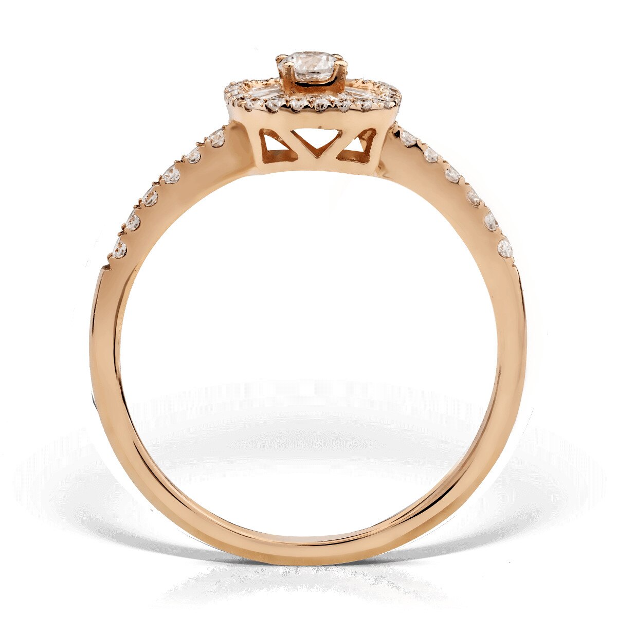 Inel logodna din aur roz 18K, diamante 0.4 carate, Teilor, marime 54 - eMAG.ro