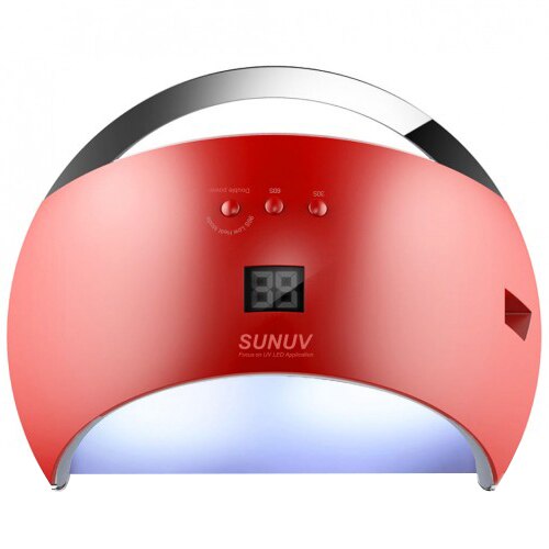 Lampa Unghii LED SunUv, 21 Leduri SUN6 48 W Dual UV, Timer, LCD Display, Rosu