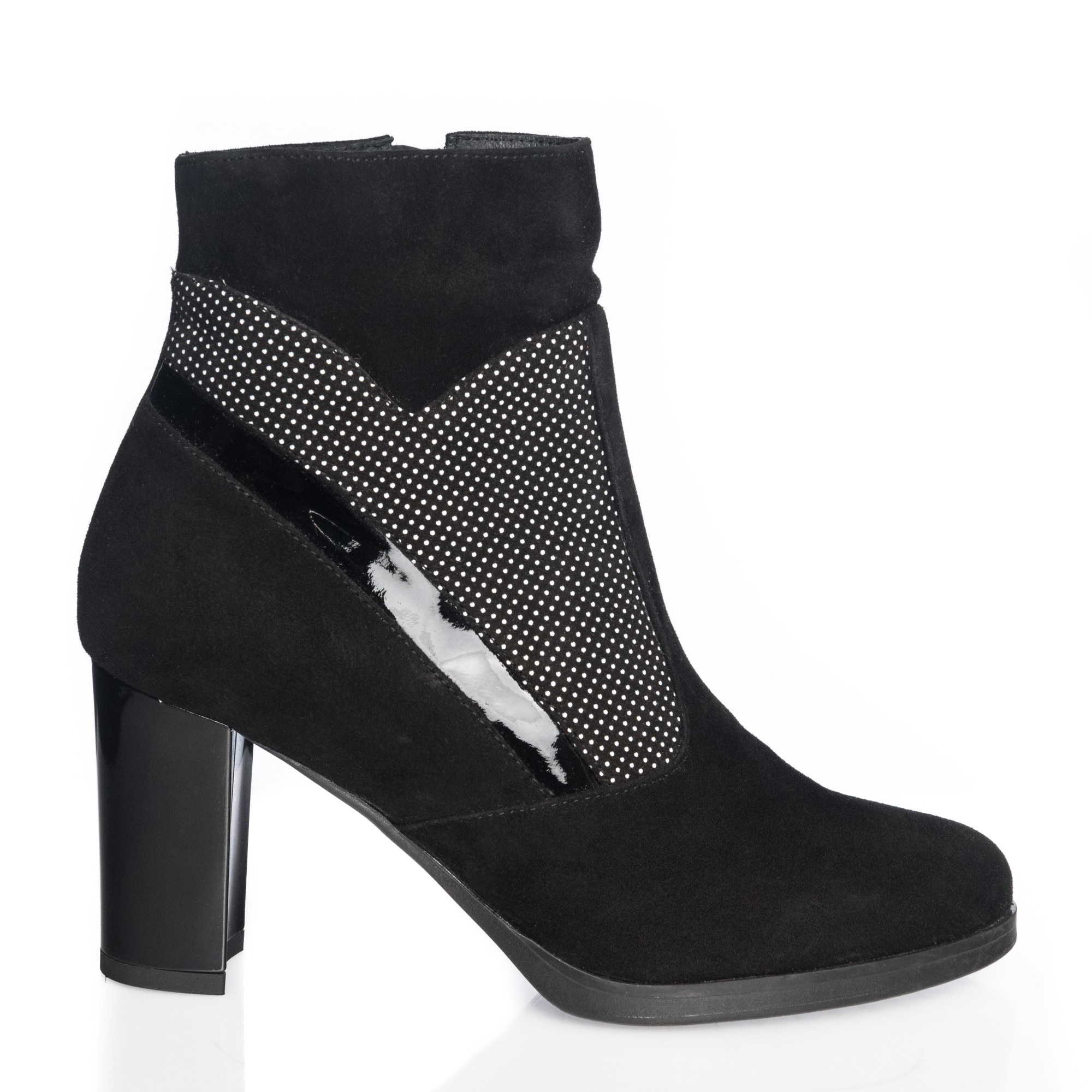 Ghete dama din piele naturala - Negru Antilopa + Picatele - GX26 NAP