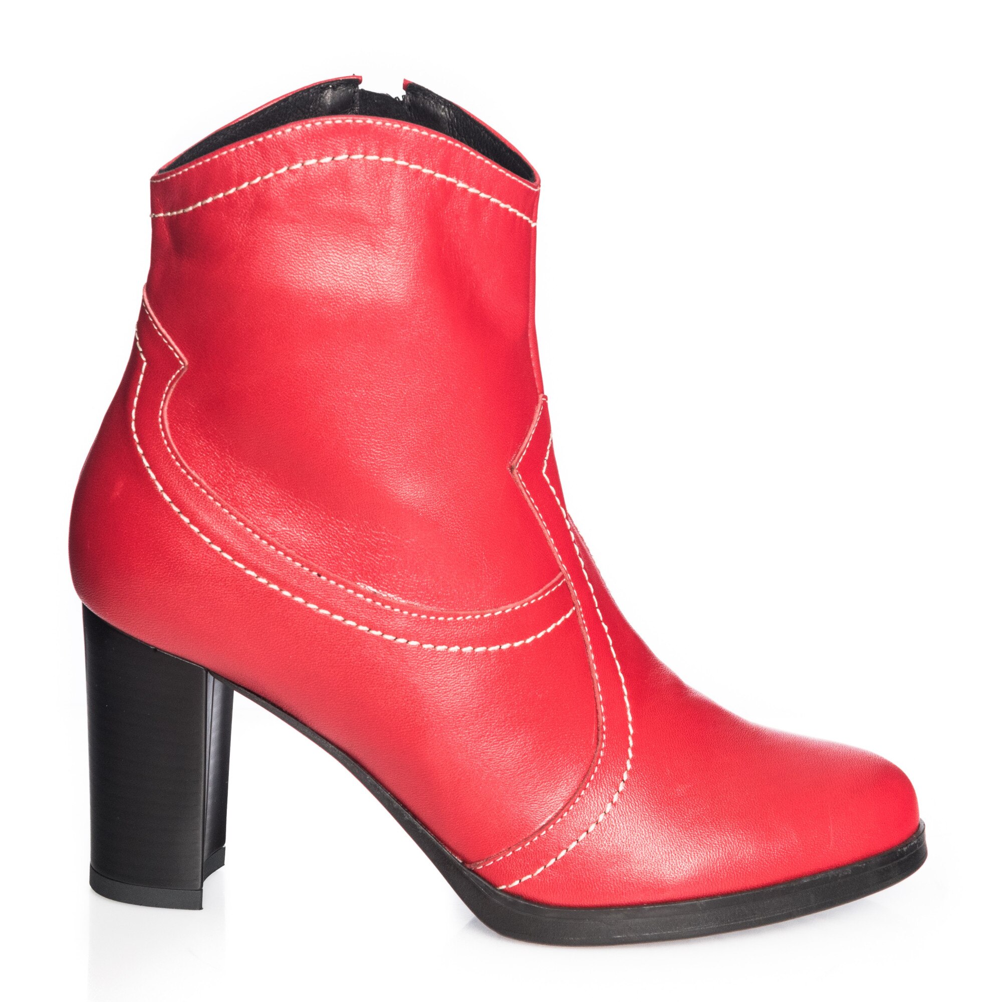 Ghete dama din piele naturala - Rosu Box - GX27 RB