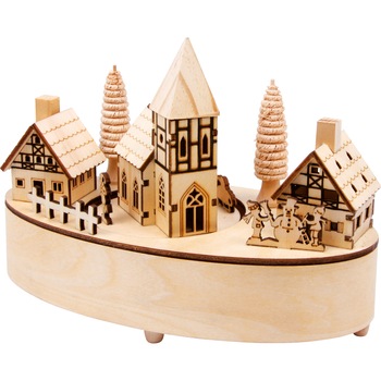 Decoratiune muzicala si luminoasa, de Craciun, din lemn Decoratiune muzicala si luminoasa, de Craciun, din lemn