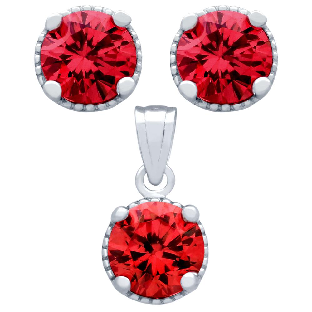 Set elegant din argint 925 cu zirconii rosii