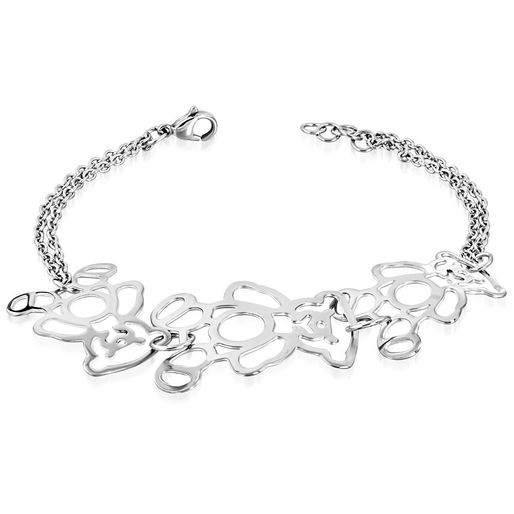 Bratara din otel inox cu ursuleti - BeSpecial 3233, 20, Argintiu